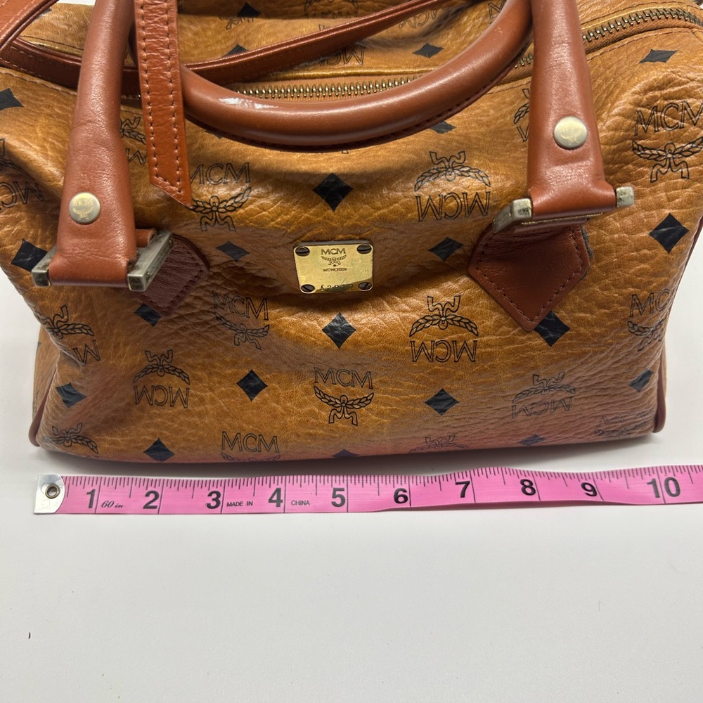 MCM  Boston Handbag Double Handles and Strap 10 In X 6 In X 7 In